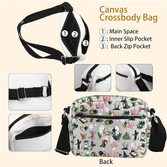 Musical Theater Crossbody Bag Unisex Canvas Gift for Witch Love Fan - Picture 3 of 7